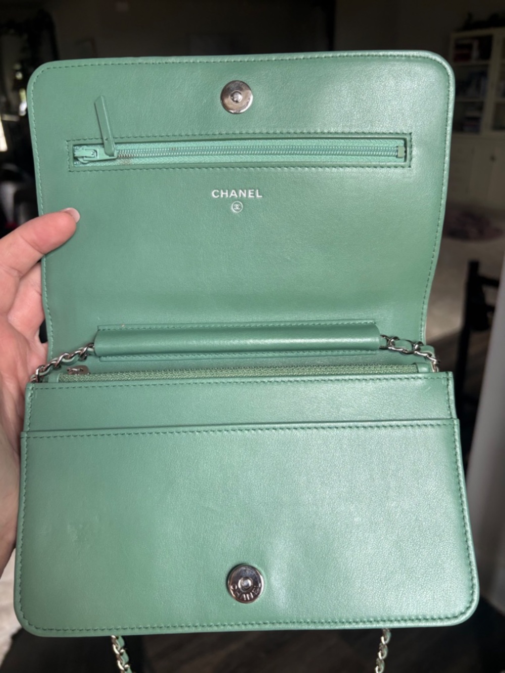 CHANEL Quilted Ombre Wallet On Chain Silver toned HW - Picture 4 of 16